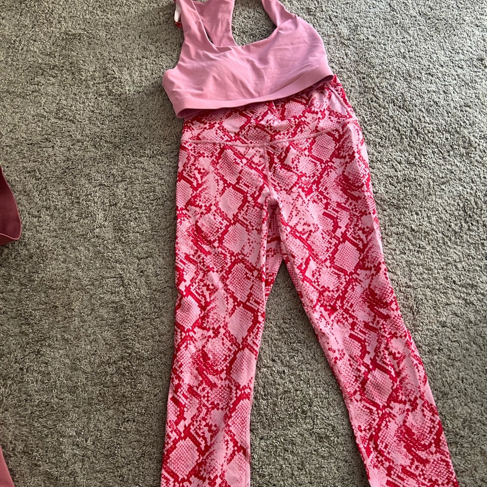 Fabletics Pink Snake Print Leggings